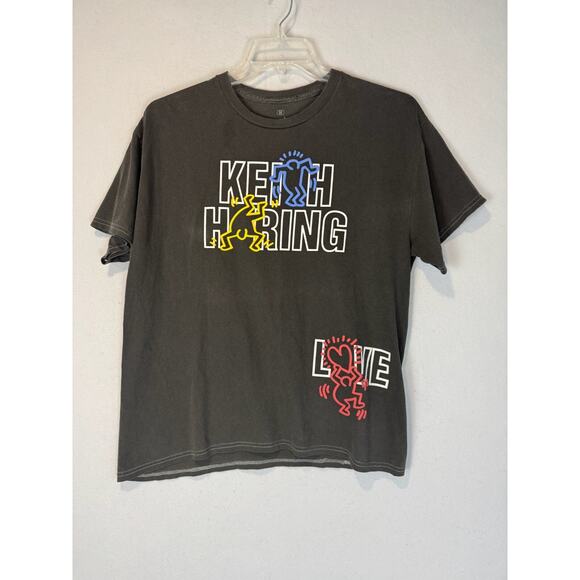 Keith Haring Dancing Figures and Love Graphic Tee Size Medium Black - Picture 2 of 4